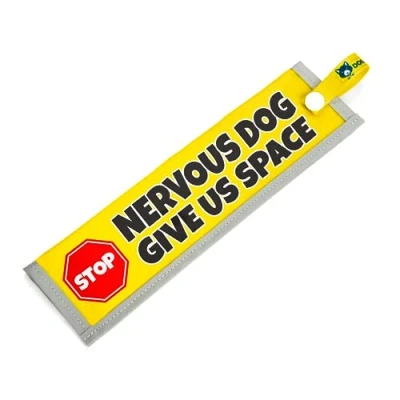 Afbeelding van dogkit Nervous Dog Give Us Space Sleeve voor reactieve nerveuze honden, reflecterend, waterdicht, dubbelzijdige instapper de hondenriem (geel, stopbord)