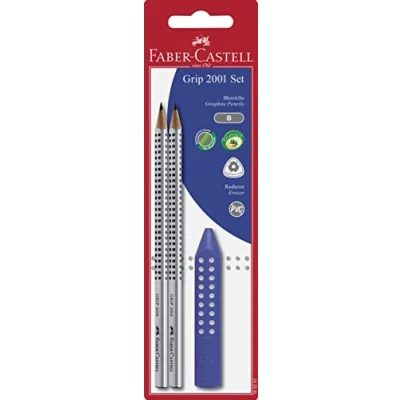 Afbeelding van 10x Potlood Faber Castell GRIP 2001 2 stuks met gum op blister