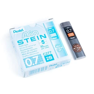 Afbeelding van Pentel Ain steen fijne vulling, lijndikte 0,7 mm, hardheid H, 40 stiften per doos 2B