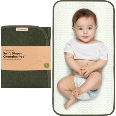 Afbeelding van Draagbaar verschoningskussen voor onderweg, wasbaar, opvouwbaar, waterdicht, klein, licht aankleedkussen baby&#039;s, donker olijf
