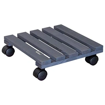 Afbeelding van Wagner Nature 20015901 plantenroller voor binnen, 29 x 8 cm, van massief FSC® hout, antraciet, draagkracht 100 kg, made in EU