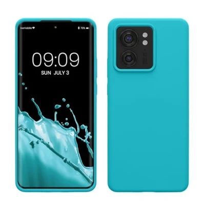 Afbeelding van kwmobile telefoonhoesje geschikt voor Motorola Edge 40 Hoesje met siliconen coating Smartphone case in ijsblauw