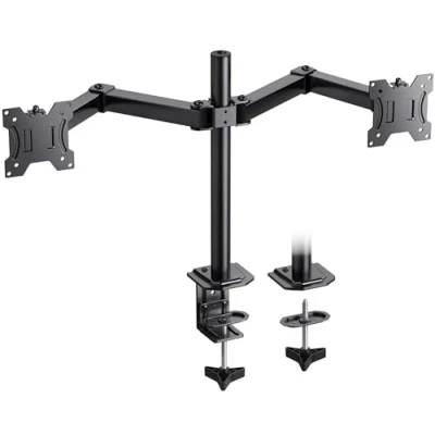 Afbeelding van HUANUO Dubbele Monitorbeugel, Volledig Instelbaar voor Twee 13 Tot 27 inch LCD LED Schermen, 2 Montageopties, VESA 75/100
