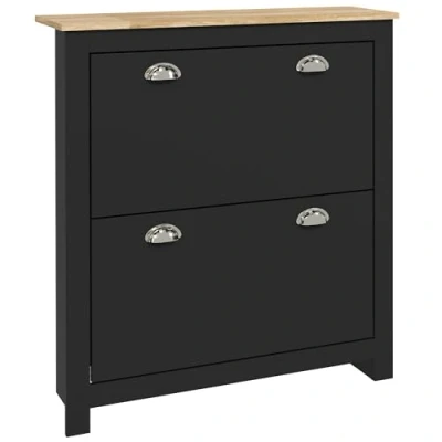 Afbeelding van HOMCOM Klapbare schoenenkast MDF 79x23x90,5cm Zwart