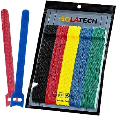 Afbeelding van ISOLATECH 100 x klittenband kabelbinders 150mm 12mm hersluitbare set kleuren mix bevestiging auto fiets computer industrie natuur buiten veelzijdig UV bestendig duurzaam