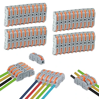 Afbeelding van Uootach 40 stuks elektrische snelkoppelingen met hendel, kabelaansluiting, compacte aansluitblokken, combineerbaar, 4 mm², vrije combinatie van klemmen aan beide zijden