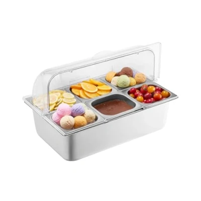 Afbeelding van VEVOR Serveercontainer Catering Kruidendispenser 6 x 1/6 Containers met Deksel