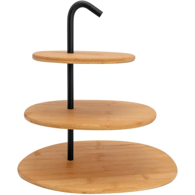 Afbeelding van Cosy &amp; Trendy Etagère met metalen houder 3 verdiepingen bamboe