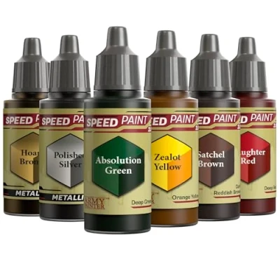 Afbeelding van The Army Painter, Speedpaint 2.0 Sci Fi Colours Bundle, 6 x 18 ml Acrylverf met de kleuren goud, zilver, groen, geel, bruin en grijs Miniatuurverf voor D&amp;D Warhammer miniaturen