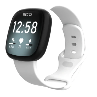 Afbeelding van Fitbit Versa 3 &amp; 4 / Sense 1 2 Sportbandje Wit Maat: S/M