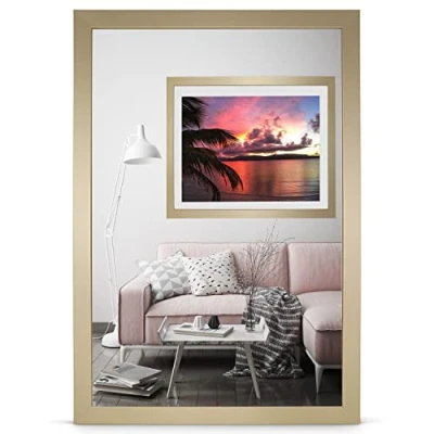 Afbeelding van rahmengalerie24 Fotolijst Alice, 50 x 75 cm, lijst, goud, hout, acrylglas, zonder passe partout, portretlijst, wissellijst voor foto of plaatjes, MDF, decoratieve lijst inhoud