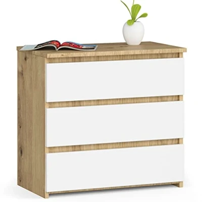 Afbeelding van AKORD Nachtkastje CL 3 met laden voor de woonkamer slaapkamer kast kantoor werkkamer modern functioneel design 60 x h 57 d 35 cm, gewicht 26 kg eiken Artisan