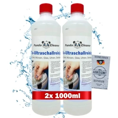Afbeelding van PandaCleaner Reinigingsmiddel voor ultrasone apparaten, 2 x 1 liter concentraat brillen, tandproducten, goud, munten, glas, horloges (waterdicht) en nog veel meer. (2000 ml)