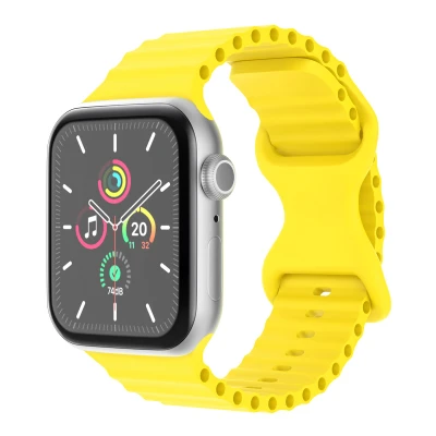 Afbeelding van Apple Watch bandje Siliconen en TPU (zacht) Geel Geschikt voor Series1/2/3/4/5/6/7/8/9/10/SE (38/40/41 mm) Series 10 (42
