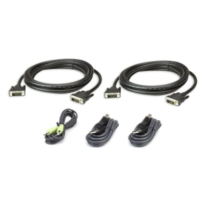 Afbeelding van ATEN KVM Aansluitkabel [1x DVI D stekker, USB A 2.0 Jackplug male 3,5 mm 1x bus A, mm] 3.00 m Zwart
