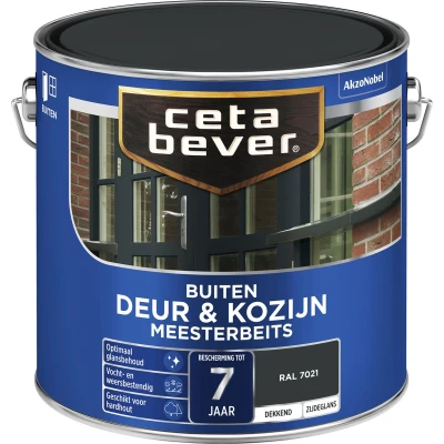 Afbeelding van Ceta Bever Dekkend Meesterbeits RAL 7021 Zijdeglans 2,5 liter Blanke lak &amp; Beits