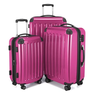 Afbeelding van HAUPTSTADTKOFFER ALEX koffer met harde schaal, trolley, rolkoffer, reiskoffer, 4 dubbele wielen, uitbreiding, magenta, Set, kofferset