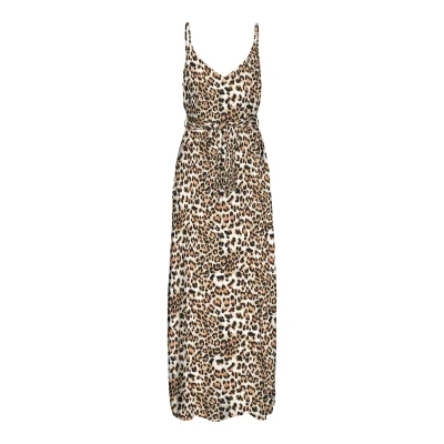 Afbeelding van VERO MODA VMEASY Joy Slit Maxi V hals Jurk WVN GA, Tan/Aop: leo, XS