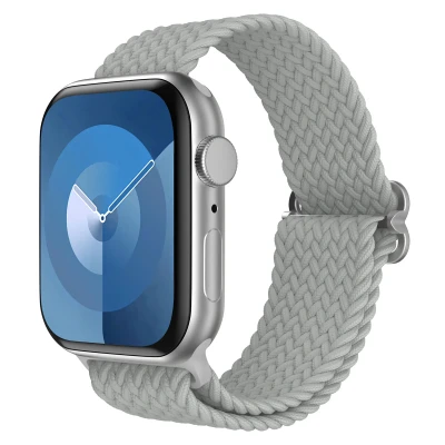 Afbeelding van Apple Watch bandje Nylon Grijs Geschikt voor Series 1 t/m 9 / SE (38/40/41 mm) 10 (42