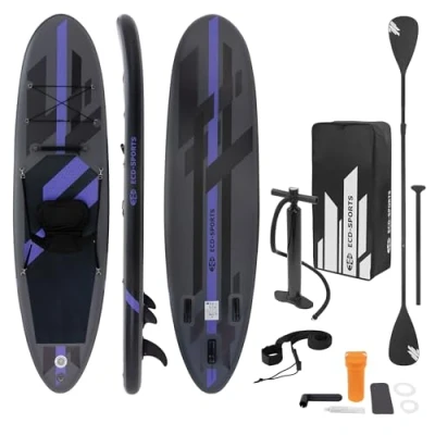 Afbeelding van Opblaasbare Stand Up Paddle Board Zwart 305 x 78 15 cm Kajakzitje incl. pomp en draagtas, gemaakt van PVC EVA