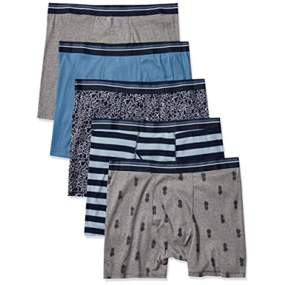 Afbeelding van Amazon Essentials Men&#039;s Boxershort zonder label, Pack of 5, Bloemenprint/Ananas/Streep, XXL
