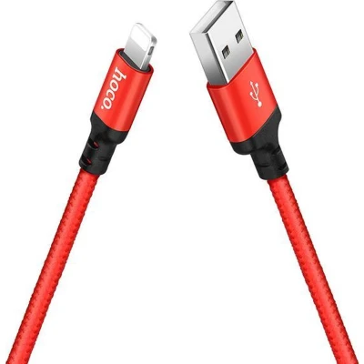 Afbeelding van Hoco USB kabel naar Lightning rood 1 m