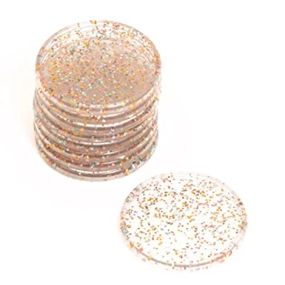 Afbeelding van Craftelier Glitterringen van kunststof L voor scrapbooking binding planners, afsprakenplanners, notitieboeken of albums pakket 9 stuks met een diameter 45 mm goud, turquoise en roze