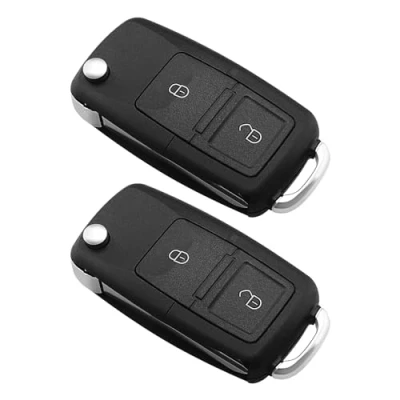 Afbeelding van OTOTEC 2 Stks Knoppen Opvouwbare Sleutel Shell Compatibel met Volkswagen Transporter T4 Multivan AH Autosleutel Afstandsbediening Flip Vouwen Case Vervanging