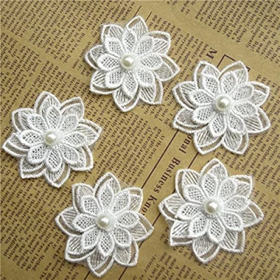 Afbeelding van Yulakes 12 stuks polyester kralen, bloemen, geborduurde kanten rand, kantlint, kant, naai accessoires, knutseldecoratie, doe het zelf handgemaakt
