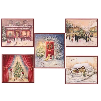 Afbeelding van Clintons: 1180986 Kerstkaarten, Traditionele Multi Design Box, 10 stuks, 5 ontwerpen, kerstkaarten Pack, 200 x 230,