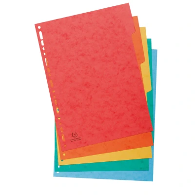 Afbeelding van Exacompta ref. 2405E Soepele glanskartonnen tabbladen 225g/m2 FSC® met 5 neutrale tabs Formaat A4 Maxi Afmetingen: 24,5 x 29,7 cm Geassorteerde kleuren