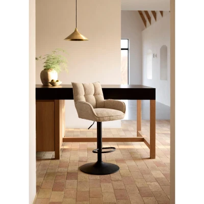 Afbeelding van Nordic Home Janna verstelbare barstoel beige Stof