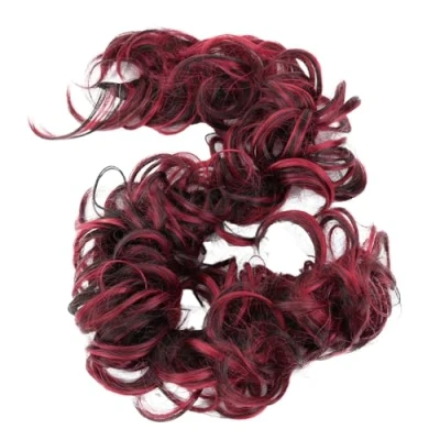 Afbeelding van CAISHA XXL Haarstukje Haarwokkel Opgestoken Volumineus Gekruld Knoet Rood Donkerbruin Mix HW41