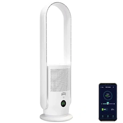 Afbeelding van djive Flowmate ARC Portable luchtreiniger ventilator mobiel app Hepa 14 draagbaar stand luchtverfrisser Alexa lange looptijd stembediening stil koeling timer