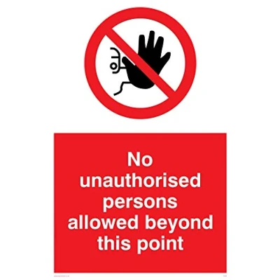 Afbeelding van Viking Signs PA30 A2P AC &quot;Geen ongeautoriseerde personen toegestaan buiten dit punt&quot; teken, aluminium composiet, 600 mm H x 400 W