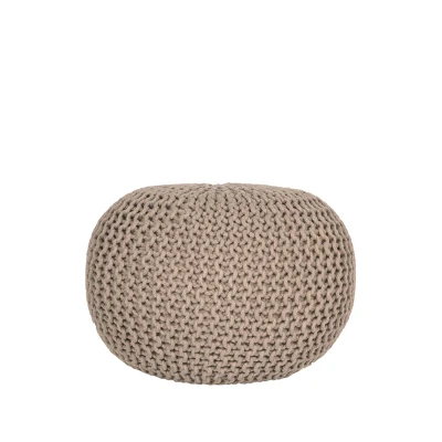 Afbeelding van LABEL51 Poef Knitted Beige Katoen M Majorr
