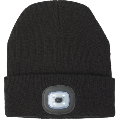 Afbeelding van Benson beanie wintermuts met led lamp damesmutsen / herenmutsen zwart
