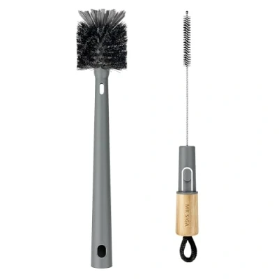 Afbeelding van MR.SIGA 2 in 1 flessenborstel &amp; rietjesreiniger borstel met bamboe handvat bottle brush