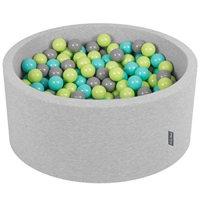 Afbeelding van KiddyMoon Schuim Ballenbak Voor Kinderen Met Ballen Ø 7 Cm Gemaakt In EU, Lichtgrijs:Licht Groen Licht Turkoois Grijs,90X40cm/300