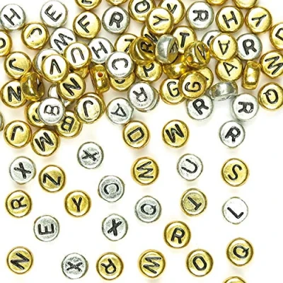 Afbeelding van Baker Ross ABC parels goud &amp; zilver voor kinderen om te knutselen en sieraden (400 stuks)