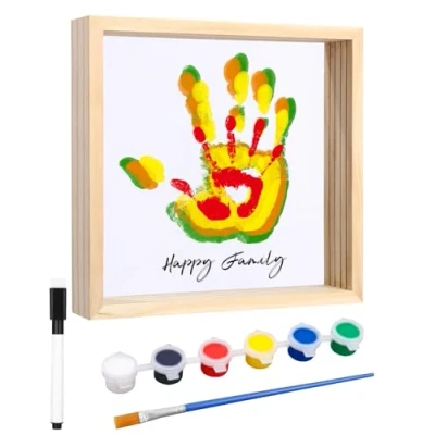 Afbeelding van Handafdrukset voor Het Gezin,Family Keepsake Handprint Frame,Transparant Frame,6 Verf Kleuren,Kid Frame Cadeaus Babyfeestjes en Nieuwe Ouders