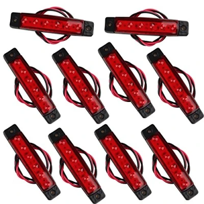 Afbeelding van Futheda 10 stks 12 V Side Marker Lichten 6SMD LED Lampen voor Achterkant Licht Positie Indicatoren Trailer Truck Caravan Camper Van Vrachtwagen Bus Boot Tractor Motor Rood