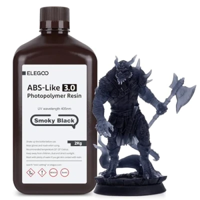 Afbeelding van ELEGOO 405nm ABS achtig hars 3.0, LCD UV Rapid Resin hoge precisie, niet broos, giftig voor LCD/DLP 3D printer, fotopolymeerhars, 2 kg, smoky zwart