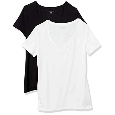 Afbeelding van Amazon Essentials 2 pack Classic fit T shirt met korte mouwen, zwart/wit, S