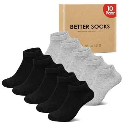 Afbeelding van IceReco 10 paar sneakersokken voor dames en heren, katoen, korte sportsokken, hardloopsokken, anti transpiratie, ademende kwartsokken, 5 x zwart + grijs, 35/38 EU