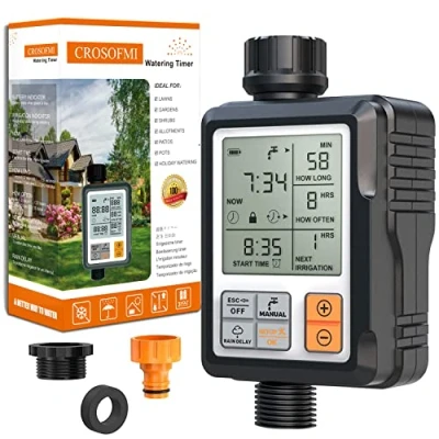 Afbeelding van CROSOFMI Bewateringscomputers Automatische Besproeiingstimer Watertimer Voor Tuinsproeier Bewatering(Zwart)