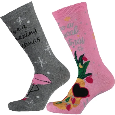 Afbeelding van Apollo 2 Pack Foute Dames Kerstsokken Roze Maat 36 41