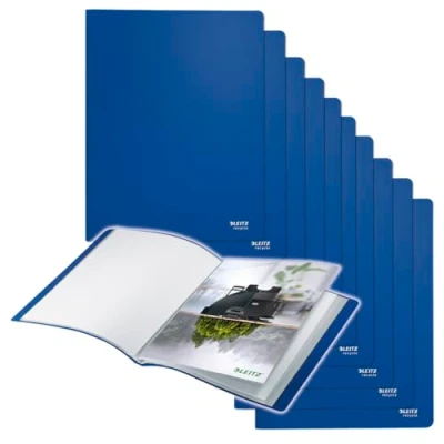 Afbeelding van Leitz Recycle Showalbum, 40 Insteekhoezen Voor Het Opbergen van A4 Documenten, Hoogwaardig Lichtgewicht Map, 100% Recyclebaar, Klimaatneutraal, Milieuvriendelijk, Assortiment, Blauw, 46770035