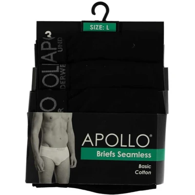 Afbeelding van Apollo Ondergoed Seamless Heren Katoen Zwart 3 Stuks Maat M