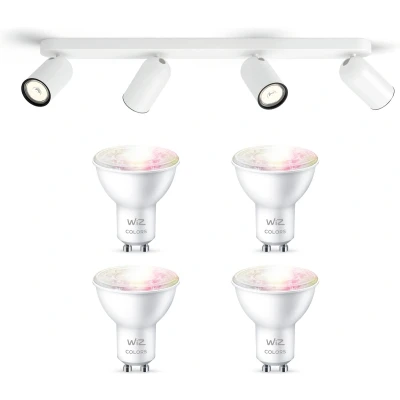 Afbeelding van Philips myLiving Pongee Opbouwspot Wit 4 Lichtpunten Spotjes Opbouw Incl. WiZ GU10 Gekleurd Licht Bluetooth